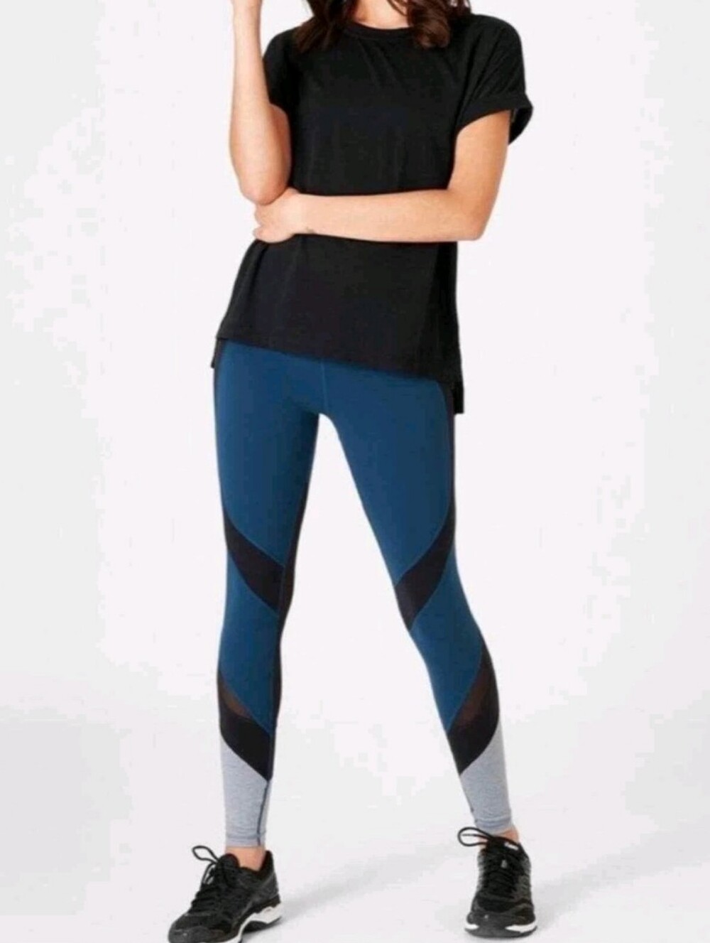 Sweaty Betty Midnight Teal The Power Wetlook Mesh Leggings
